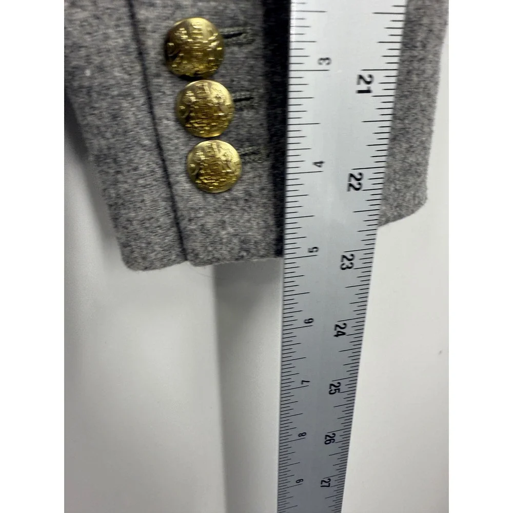 J. Crew ‎ Womens Gray Wool Blend Blazer Size 0 Gold Button Lined